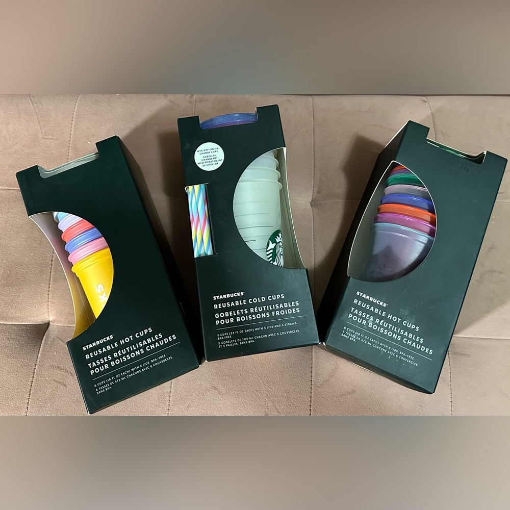 Starbucks - reusable color changing tumbler cold & hot cups bundle!!!